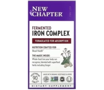 Купить - кормовые добавки для сельскохозяйственных животных  Минералы New Chapter Железо, ферментированный комплекс, Fermented Iron Complex, 90 таб (NCR-90357)