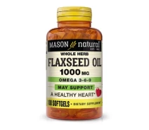 Купить - кормовые добавки для сельскохозяйственных животных  Травы Mason Natural Льняное масло 1000мг, Омега 3-6-9, Flax Seed Oil 1000 mg Ome (MAV13131)