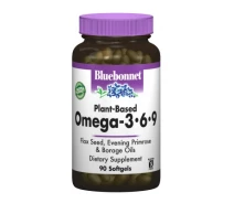 Купить - кормовые добавки для сельскохозяйственных животных  Жирные кислоты Bluebonnet Nutrition Омега 3-6-9 на Растительной Основе 1000мг, 90 желатиновых к (BLB-01012)