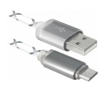 Купить - адаптер и кабель  Дата кабель USB08-03LT USB - Micro USB, GrayLED backlight, 1m Defender (87554)