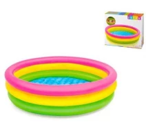 Купить - детский бассейн  Бассейн "Радуга" 3 кольца, размером 114х25см, объем: 136л, вес: 1,2 кг, от 3 до 6 лет Intex (23375) (23375-ti)