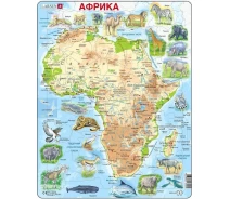 Купить - пазл  Пазл рамка-вкладыш LARSEN Карта Африки - животный мир (на украинском языке), серия МАКСИ (A22-UA)