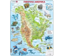Купить - пазл  Пазл рамка-вкладыш LARSEN Карта Северной Америки с животными (на укр языке), серия МАКСИ (A32-UA)