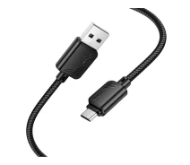 Купить - адаптер и кабель  Кабель USB Micro Hoco X113 2.4A черный для смартфонов с усиленной защитой (6942007646147)