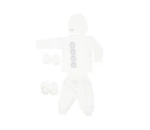 Купить - крестильный набор  Крестильный набор для мальчика Twins с серой вышивкой 56р экрю (TCB56E-10)