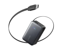 Купить - power bank  Павербанк Anker Nano Power Bank A1638 10 000 мАч 45W для телефона и ноутбука со встроенным выдвижным кабелем USB-C Черный (A1638-black)