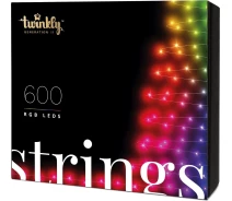 Купить - гирлянду  Гирлянда Smart LED Twinkly Strings RGB 600, BT+WiFi, Gen II, IP44 кабель черный (TWS600STP-BEU)