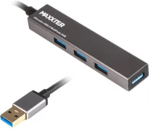Купить - кардридер  Maxxter USB 3.0 Type-A 4 ports, gray (HU3A-4P-02)