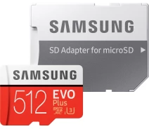 Купить - карту памяти  Карта памяти Samsung EVO Plus microSDXC UHS-I U3 512GB сlass10 +SD адаптер (MB-MC512GA/RU)