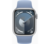 Купить - смарт-часы  Смарт-часы Apple Watch Series 9 GPS 41mm Silver Aluminium Case with Storm Blue Sport Band - S/M (MR903QP/A)