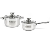 Купить - набор посуды  Набор кастрюль Hölmer, нерж. сталь (1,5л/2,7л) (CS-1451-SS)