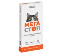 Купить - противопаразитарное средство для кота  Капли ProVET МЕГАСТОП для кошек 4-8 кг, 4 пипетки по 1,0 мл (инсектоакарицид, антигельминтик)(3000000008331)