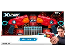 Купить - оружие игрушечное  Набор быстрострельных бластеров Zuru X-Shot Red Excel MK 3 Double (2 бластера, 3 банки, 16 патронов) (36432R)