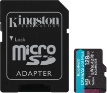 Купить - карту памяти  Карта памяти Kingston MicroSDXC 128GB Canvas Go Plus Gen4 200MB/s A2 U3 V30 + SD-адаптер (SDCG4/128GB)