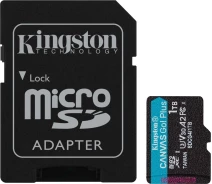 Купить - карту памяти  Карта памяти Kingston MicroSDXC 1TB Canvas Go Plus Gen4 200MB/s A2 U3 V30 + SD-адаптер (SDCG4/1TB)