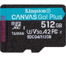 Купить - карту памяти  Карта памяти Kingston MicroSDXC 512GB Canvas Go Plus Gen4 200MB/s A2 U3 V30 (SDCG4/512GBSP)