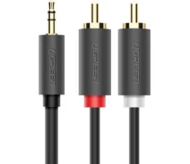 Купить - адаптер и кабель  Кабель межблоковый UGREEN AV102 3.5 мм/2RCA, 2 м серый