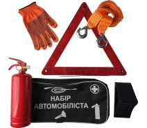 Купить - набор автомобилиста  Набор автомобилиста универсальный - Знак, Перчатки, Трос, Ботинок, Сумка, Огнетушитель (м) - SMART TECH STC-612