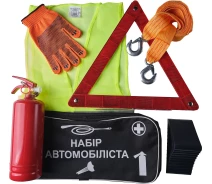 Купить - набор автомобилиста  Набор автомобилиста универсальный - Жилет, Знак, Перчатки, Трос, Ботинок, Сумка, Огнетушитель (в) - SMART TECH STC-702