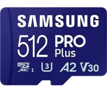 Купить - карту памяти  Карта памяти Samsung PRO Plus microSDXC 512GB UHS-I U3 V30 A2 + SD адаптер (MB-MD512SA/EU)