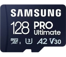 Купить - карту памяти  Карта памяти Samsung PRO Ultimate microSDXC 128GB UHS-I U3 V30 A2 + SD адаптер (MB-MY128SA/WW)