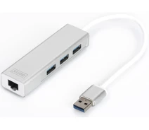Купить - кардридер  USB3.0 + Gigabit LAN Digitus 3 порта (DA-70250-1)
