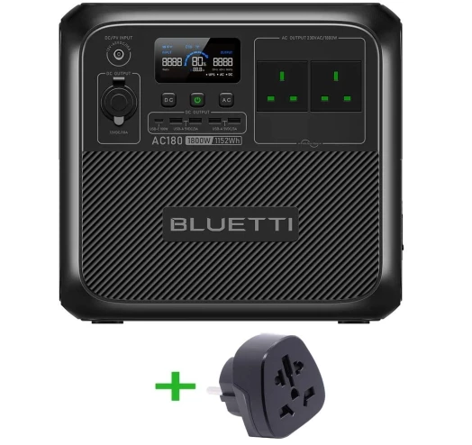 Зарядна станція Bluetti AC180 1152Wh 1800W UK + перехідники