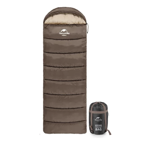 Спальний мішок з капюшоном Naturehike U250 NH20MSD07, (6°C), лівий, коричневий