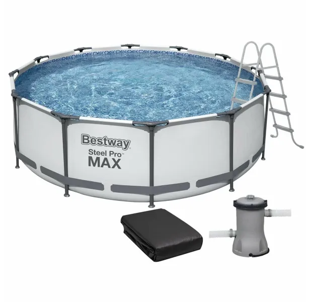 Басейн каркасний Bestway 366х122 см (56420) з картриджним фільтром, сходами і тентом