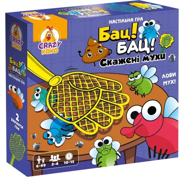 Гра настільна Vladi Toys розважальна. Бац! Бац! Скажені мухи