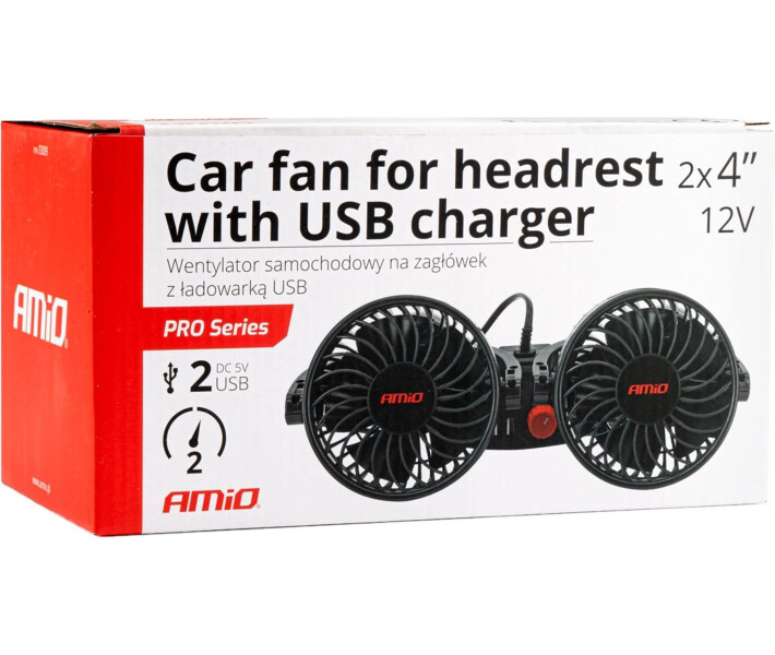Фото - автомобільний вентилятор Автомобільний вентилятор AMIO із зп USB 12V (03009) (030097)