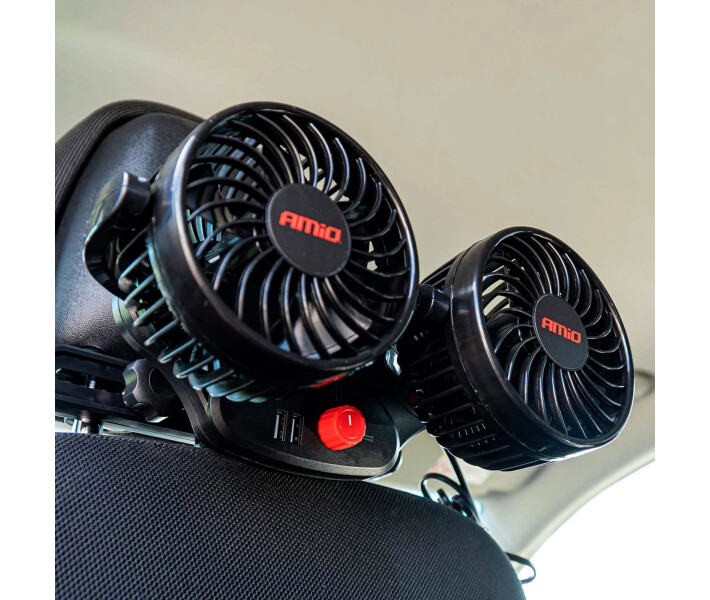 Фото - автомобільний вентилятор Автомобільний вентилятор AMIO із зп USB 12V (03009) (030097)
