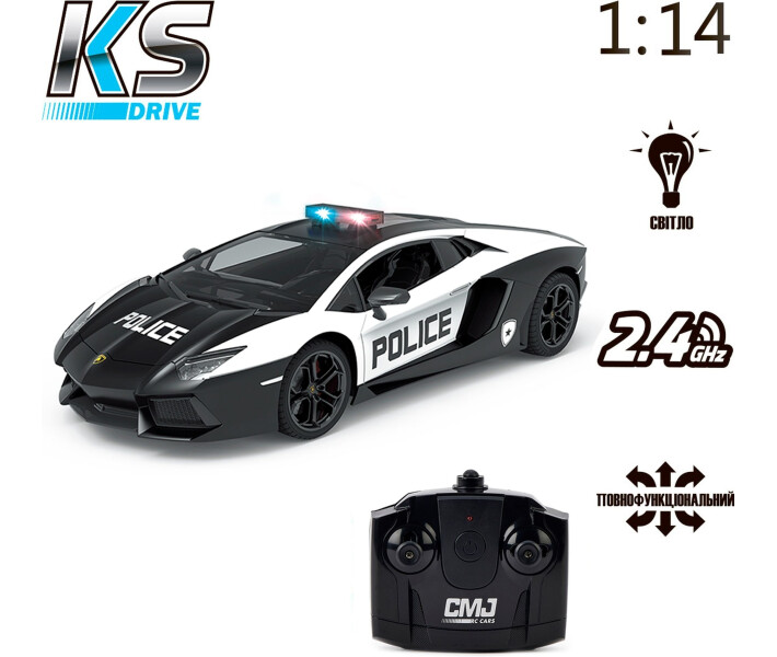 Фото - радіокеровану іграшку Автомобіль на радіокеруванні KS DRIVE - LAMBORGHINI AVENTADOR POLICE (1:14, 2.4Ghz) (114GLPCWB)