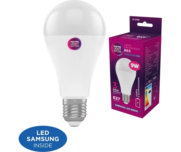 Фото - LED-лампу Світлодіодна лампа з акумулятором ELM A65 9Вт 880/300/150/50lm 4000K 220В E27 (18-0196)