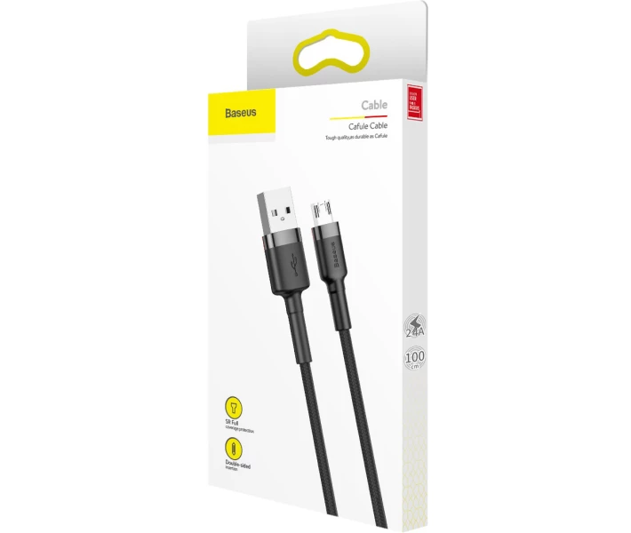 Фото - кабель та перехідник Кабель Baseus Cafule Cable USB to Micro 2.4A 1m Gray/Black (CAMKLF-BG1)