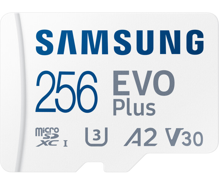 Фото - карту пам'яті Карта пам'яті Samsung Evo Plus microSDXC 256GB UHS-I U3 V30 A2 + SD адаптер (MB-MC256KA/EU)