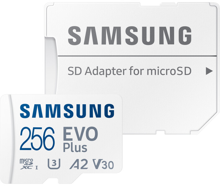 Фото - карту пам'яті Карта пам'яті Samsung Evo Plus microSDXC 256GB UHS-I U3 V30 A2 + SD адаптер (MB-MC256KA/EU)