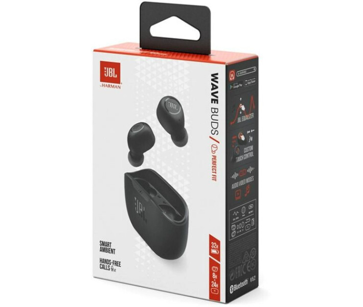 Фото - навушники Навушники JBL Wave Buds (JBLWBUDSBLK) Black
