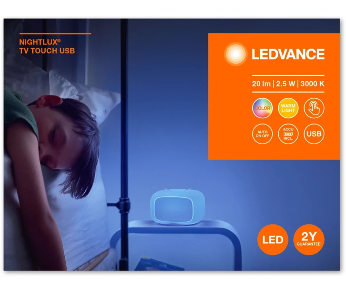 Фото - нічник Нічник LEDVANCE NIGHTLUX TOUCH LED 2,5W 1200mAh Retro TV, micro-USB, RGBW (4058075602137)
