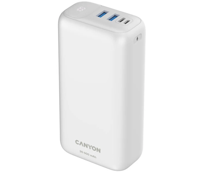 Фото - універсальну мобільну батарею Power Bank CANYON PB-301 LED 30000 mAh PD 20W QC 3.0 (CNE-CPB301W) білий