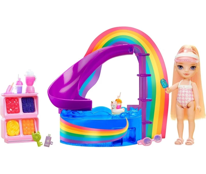 Фото - ляльки, набори для ляльок Ігровий набір з лялькою RAINBOW HIGH серії "Littles" – ВЕСЕЛКОВЕ СВЯТО В БАСЕЙНІ (з аксес.) (522249)