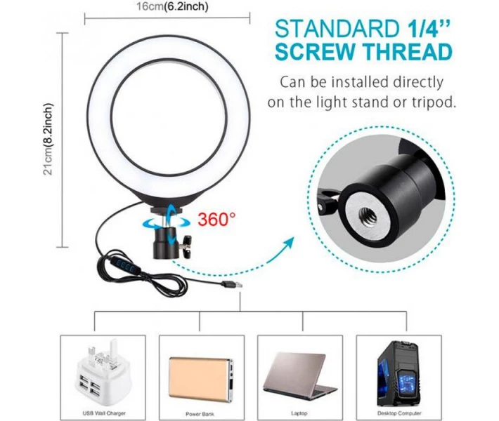 Фото - Кільцеве світло Кільцева лампа Puluz PKT3038 6.2 "+ штатив 55см (14W)