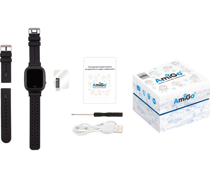 Фото - Смарт-годинники Дитячий смарт-годинник AmiGo GO004 Splashproof Camera+LED Black
