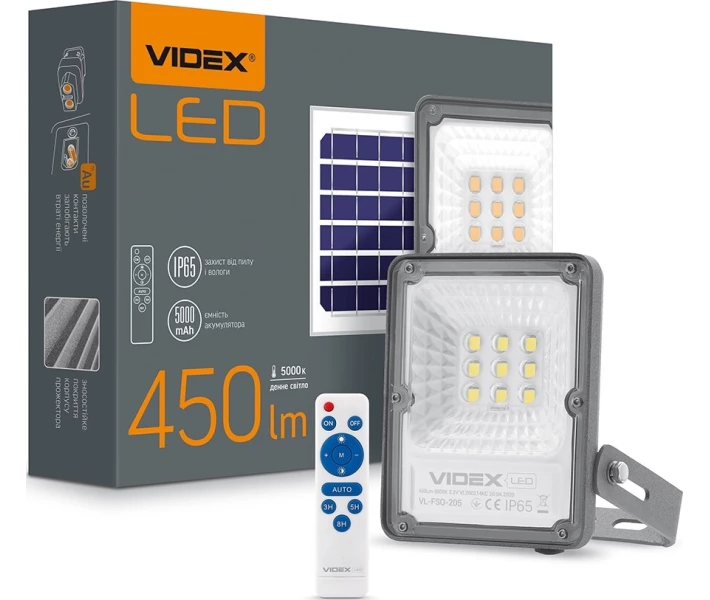 Фото - прожектор Прожектор акумуляторний VIDEX 10W 5000K 3.2V (VL-FSO-205)