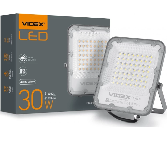Фото - прожектор Прожектор VIDEX PREMIUM 30W 5000K 220V день-ніч (VL-F2-305g-N)