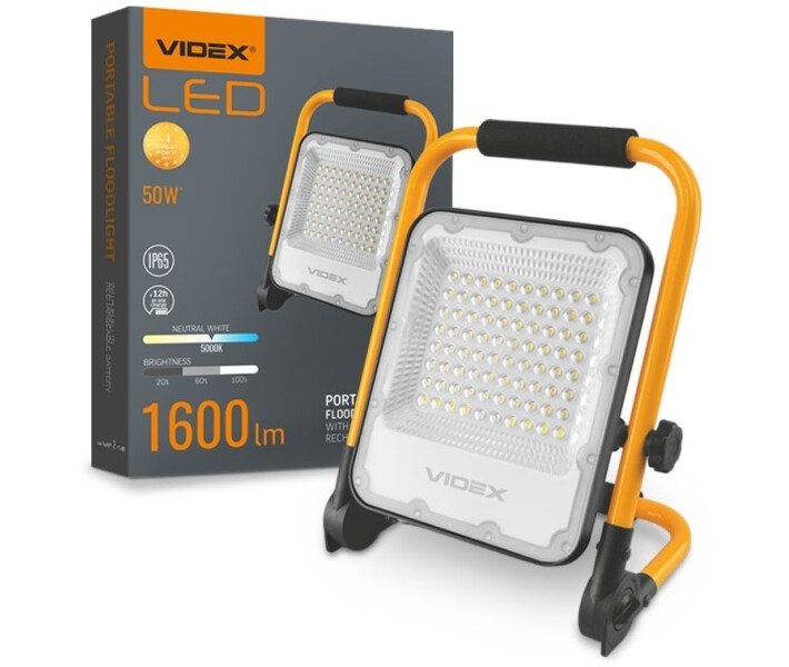 Фото - прожектор Прожектор акумуляторний VIDEX PREMIUM F2A 50W 5000K акумулятор 37Wh (3.7V, 10Ah) (VL-F2A-505)