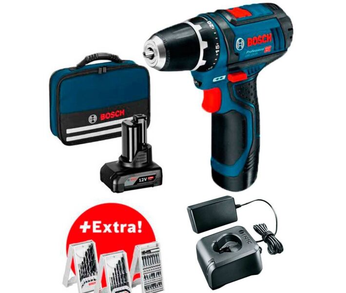 Шуруповерт Bosch Professional GSR 12V-15 Set + Свердла і біти 39 од. (0 ...