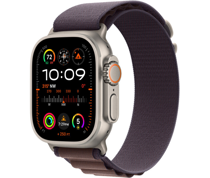 Фото - смарт-годинник Смарт-годинник Apple Watch Ultra 2 GPS + Cellular, 49mm Titanium Case with Indigo Alpine Loop - Large (MREW3UL/A)