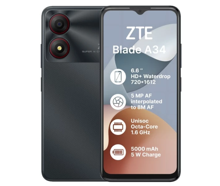 Фото - мобільний телефон і смартфон ZTE Blade A34 4/64GB Grey