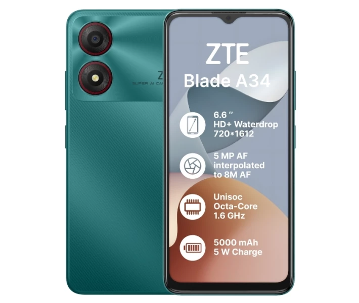Фото - мобільний телефон і смартфон ZTE Blade A34 4/64GB Green